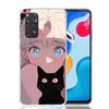 Милый черный кот в стиле аниме Чехол для телефона Xiaomi Redmi Note 14 13 14S 12S 12 11S 11T 11E Pro Plus 10S 10 9S 9 Арт Индивидуальный Coq