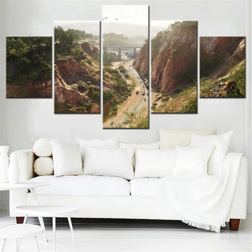 5 Pieces Canvas Wall Arts Poster Painting Games Mount Kalaga National Park Wallpaper Home Decor Picture Printing Interior Mural