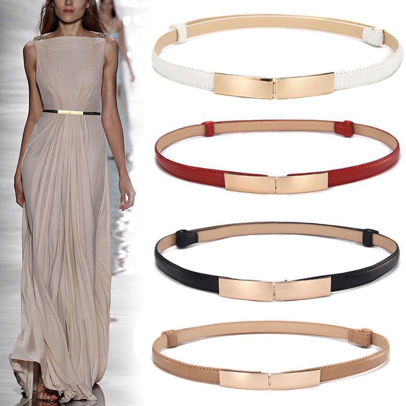 Women Ladies Fashion Casual All-match Square Buckle Belt Multi Color Slim Faux Leather Waistband Belt