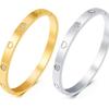 High-Grade Gold Electroplated Titanium Steel Love Diamond Bracelet for Ladies - Fashionable and Non-Fading Jewelry Piece
