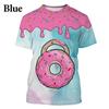 New Donut 3D Printed Snack T-shirt Summer Street Colorful Casual O-Neck Women's Fun Top