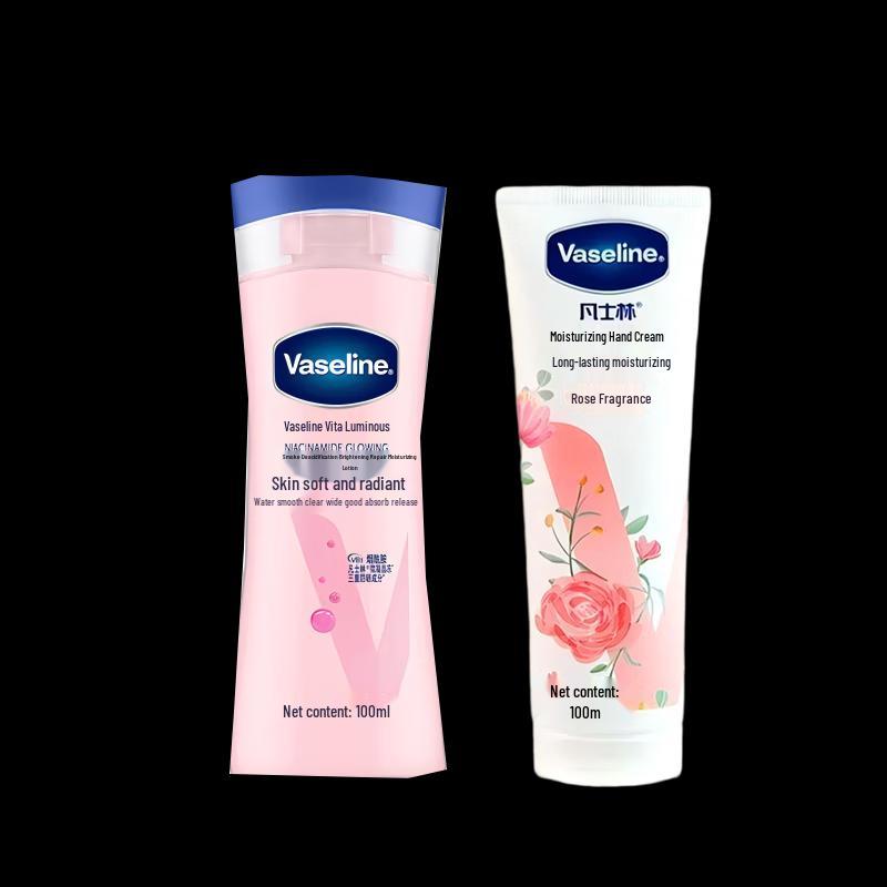 Vaseline Набор: Осветляющий лосьон для тела и крем для рук с розой