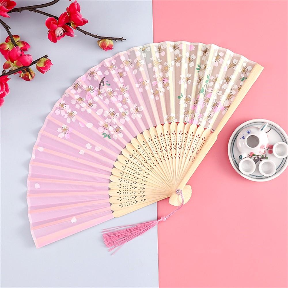 Silk Cloth Gold Edge Fans Chinese Traditional Dance Fan Chinese Style Fan Customized Handmade Folding Fan Decorative Fan
