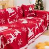 Christmas Red Sofa Cover with Tassel Couch Towel Machine Washable Holiday Theme Red Grids Sofa Slipcover for Living Room Decor