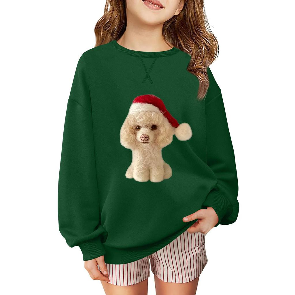 Children's Fashionable Casual Long-sleeved Loose Christmas Print Pullover Sweatshirt