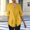 Long Sleeve Linen Shirts For Women Button Down Loose Solid Color Blouse Lightweight Casual Lapel Tunic Tops