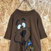 [Б/У] Винтажная мужская футболка с аниме Scooby-Doo, хлопок, коричневая, с круглым вырезом