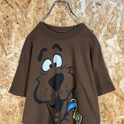 [Б/У] Винтажная мужская футболка с аниме Scooby-Doo, хлопок, коричневая, с круглым вырезом