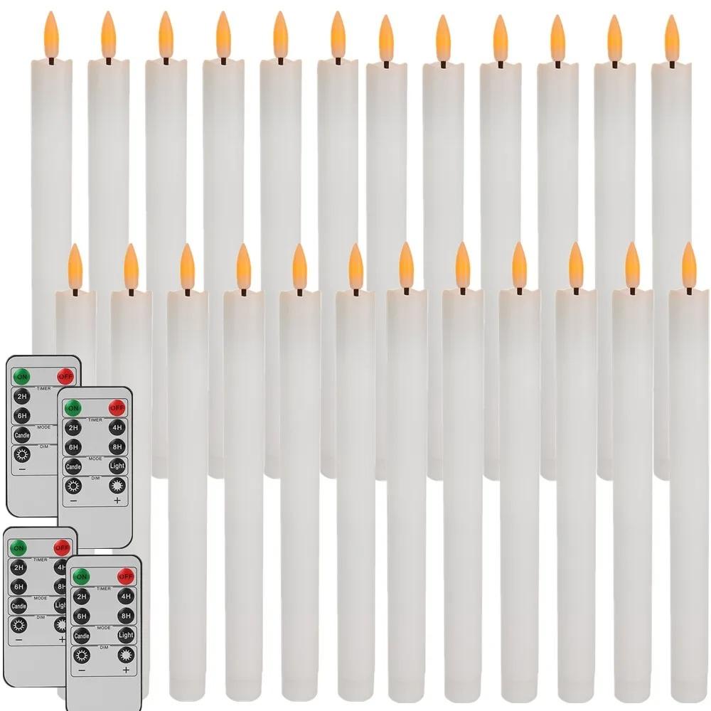 Flameless Flickering Taper Candles With/without Remote Control Timer Dimmer Battery Operated Candlesticks for Christmas Wedding