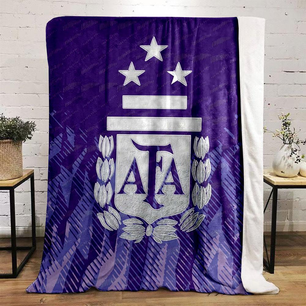 A stylized emblem with "AFA," stars, laurels, and abstract purple patterns. for all seasons blanket lunch break throw gift