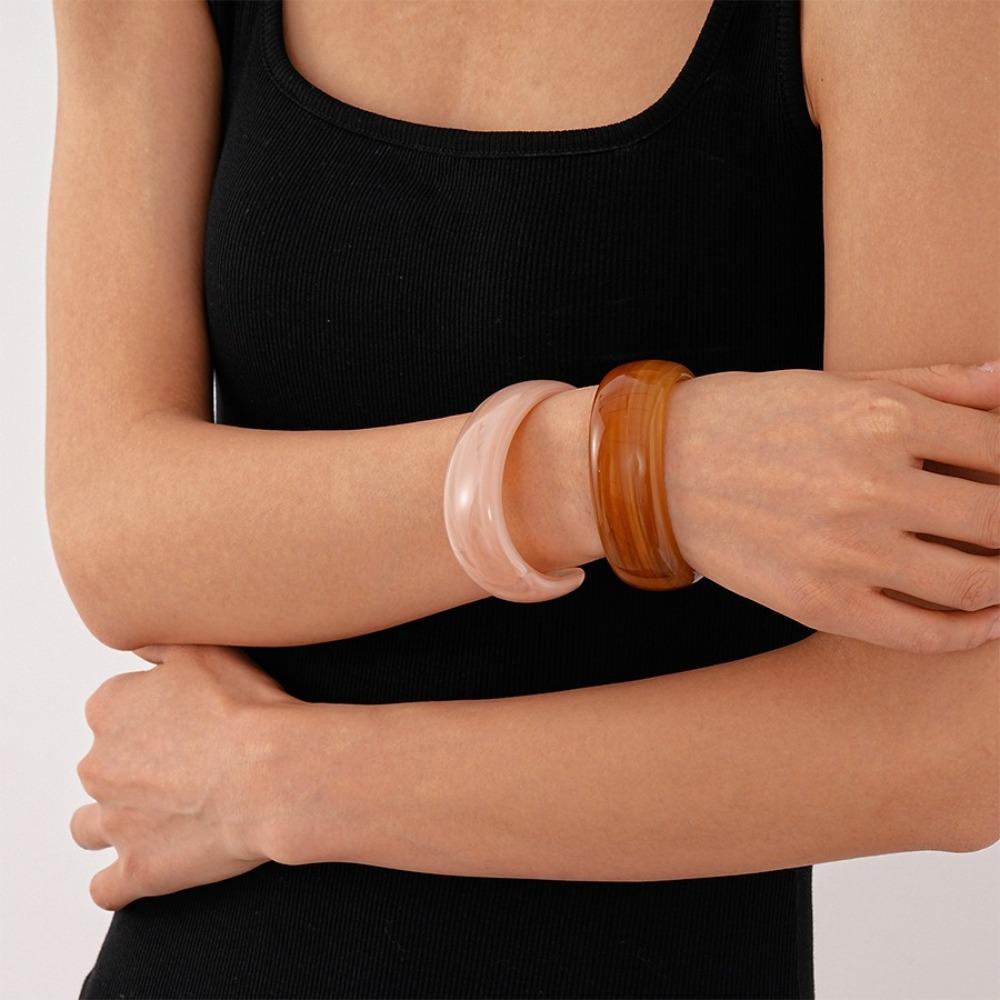 Hip Hop Irregular Wide Bracelet Geometric Retro Hand Ring Temperament Acrylic Bangle Women