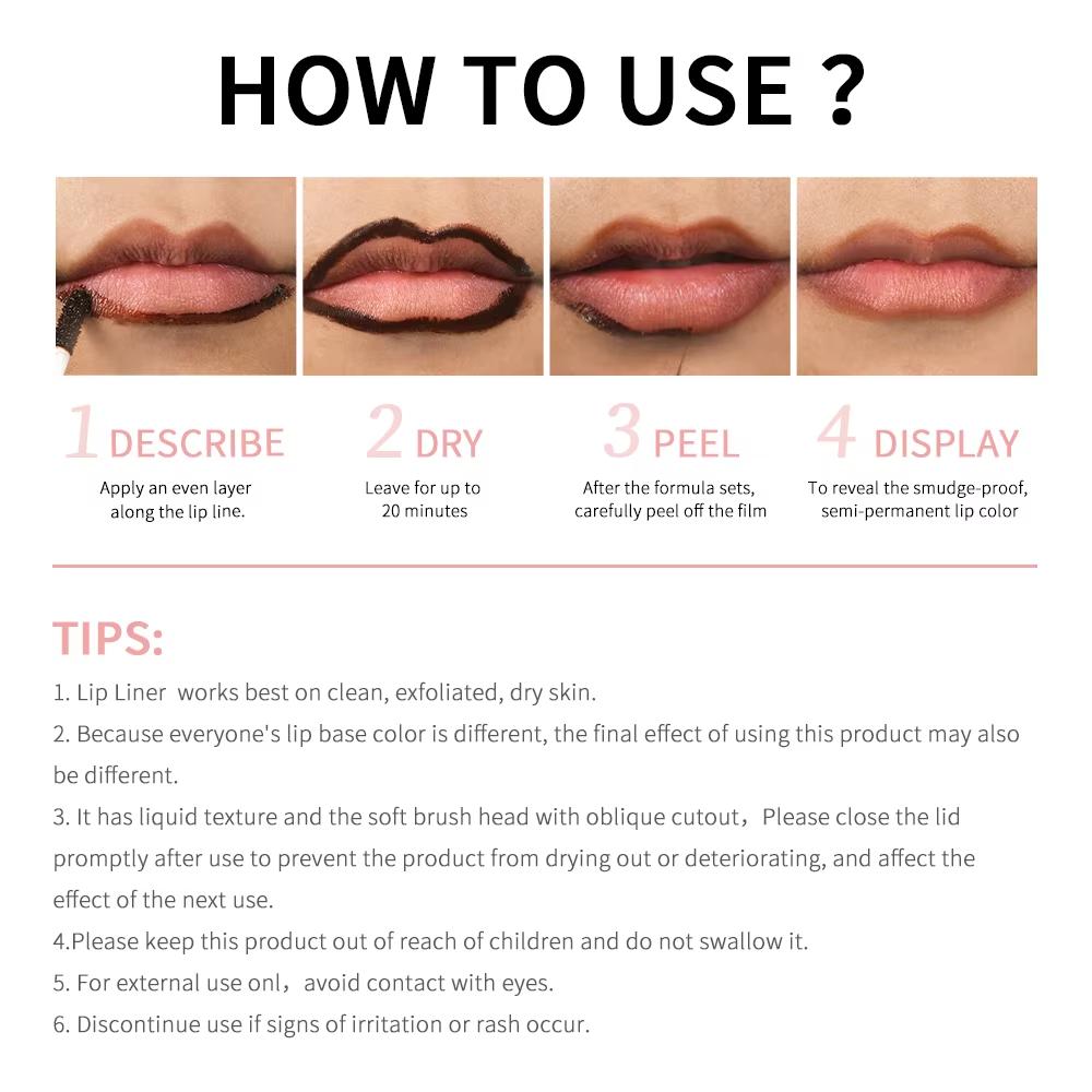 Водостойкий карандаш для губ Peel Off Tattoo Lipgloss Водостойкий долговечный матовый оттенок для губ Brown Contour Tear-off Lipstain Cosmetic