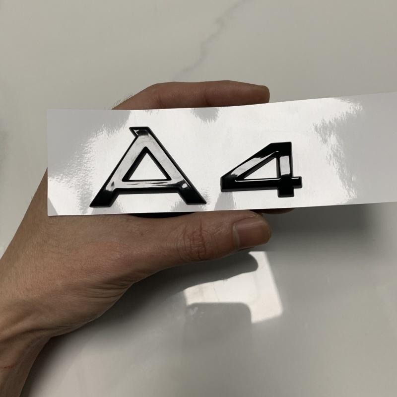 A A4 4 Ring Logo ABS Black 2007-2024 Car Hood Front Grill Rear Trunk Emblem Badge Sticker Quattro Sline A4 Accessory refit