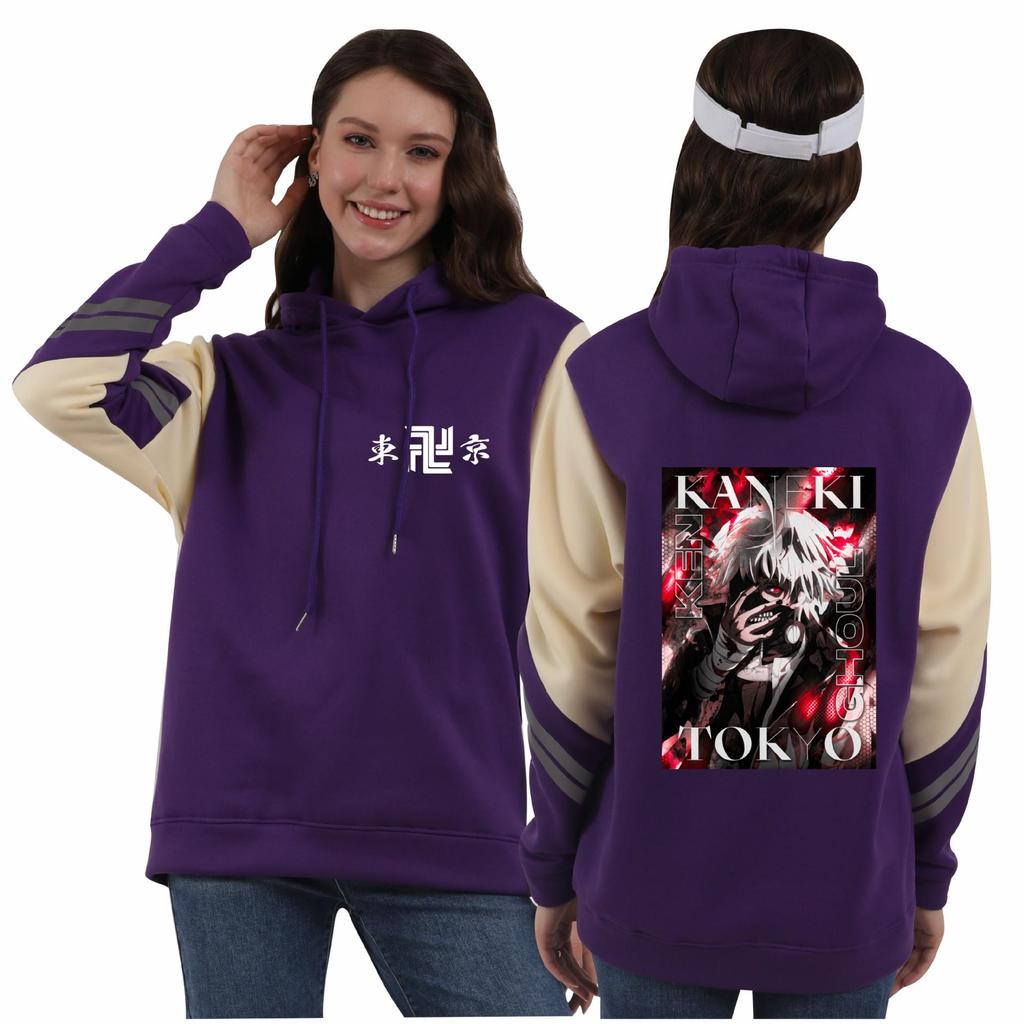 Anime Tokyo Ghoul Unisex Color Block Patchwork Fleece Hoodie (Autumn/Winter).