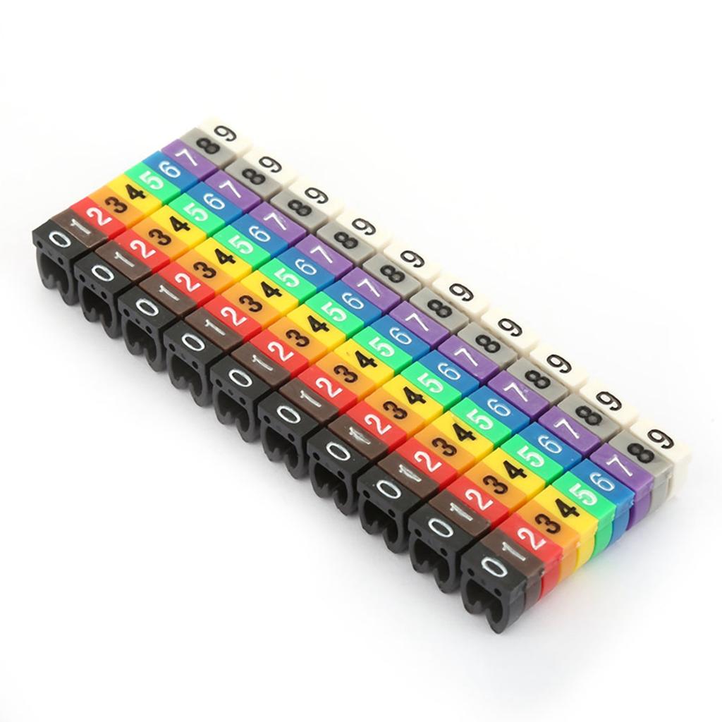 Digital Number Tube Wire Number Label Tube Cable Marker Colorful (100Pcs 4mm²)