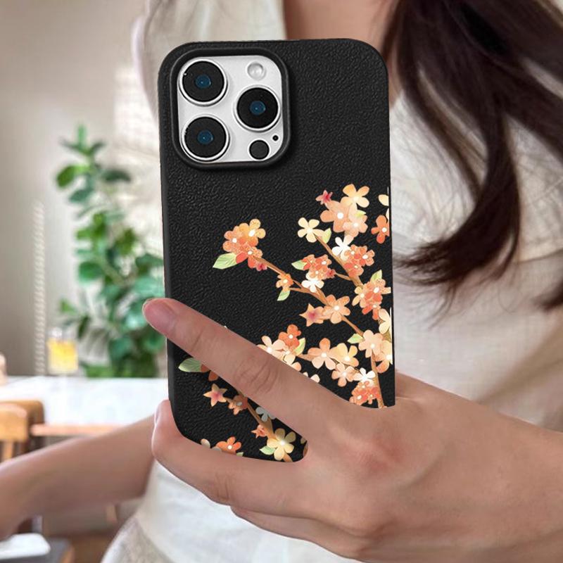 Чехол с цветочным узором «Цветы апельсина» для iPhone 17 Pro Max Funda iPhone 16 Pro Max 15 14 13 12 11 Air 16E Силиконовая накладка с текстурой кожи