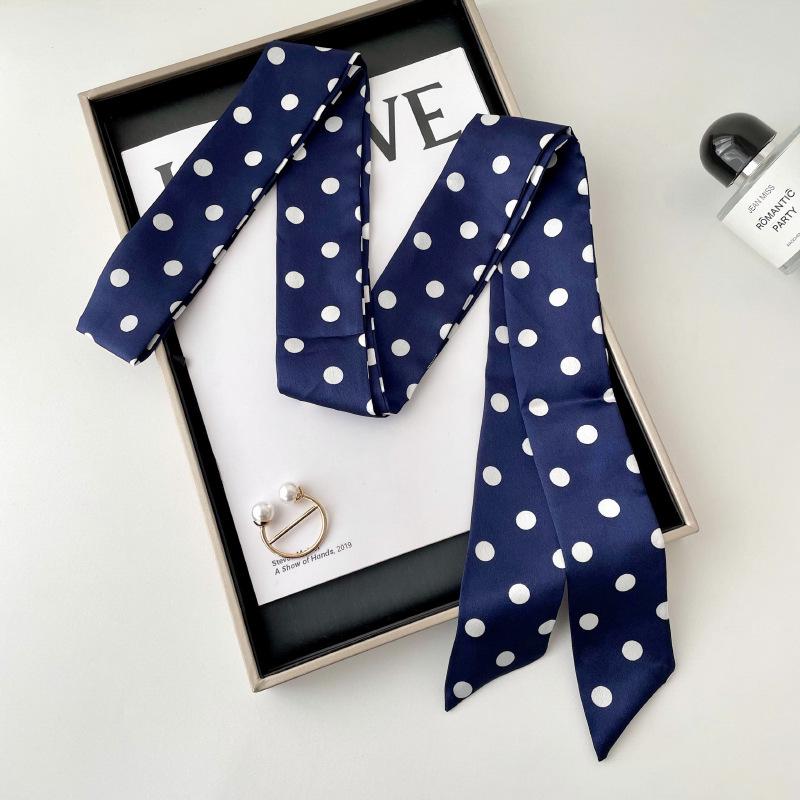 Women's Solid Silk Ribbon Scarf: Thin, Long, Narrow Neck Tie & Shirt Accessory