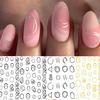 Gold Silver Circle Nail Stickers Hollow Geometry Line 3D Nail Art Sticker Adhesive Slider Decals