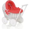 Коляска для кукол Sweet Baby Плетеная Прогулочная Белая с Красным постельным набором и Мягкой подкладкой