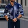 2025 Autumn and Winter New Shirt Lapel Striped Print Casual Long-sleeved Shirt for Men