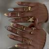 24pcs French Almond Press on Nails Flower Pattern False Nails Wearable Stick-on Nail Fake Nail Uñas Postizas
