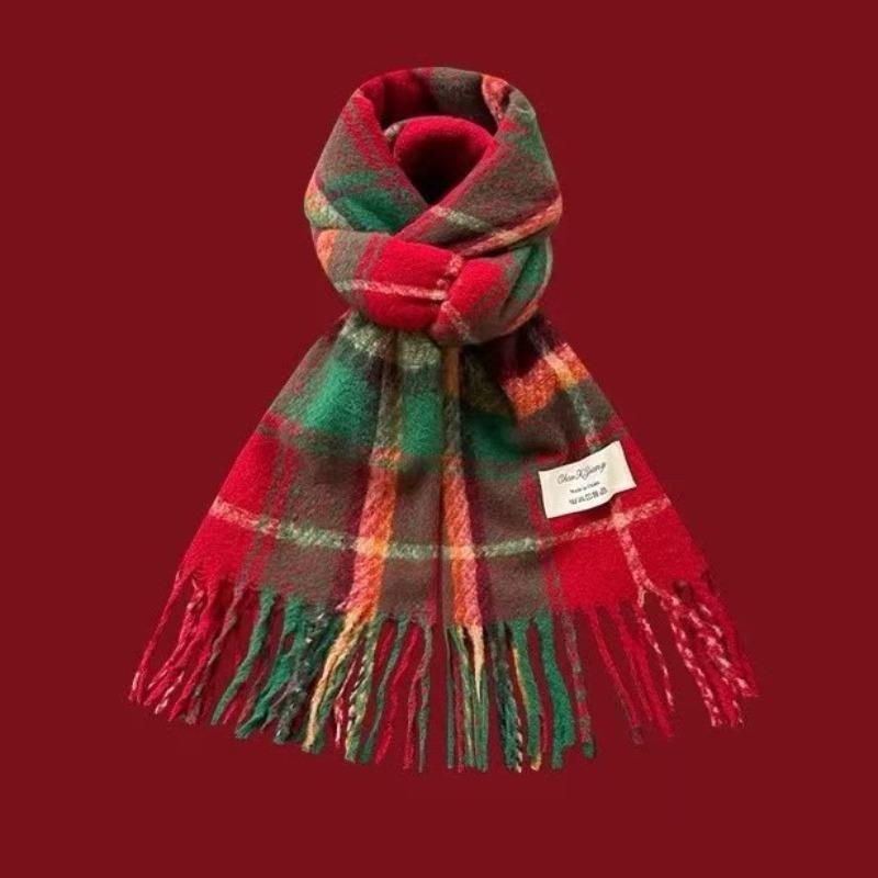 Christmas Scarf Collection Red Scarf Female Autumn and Winter White Student Warm New Scarf Couple Gift