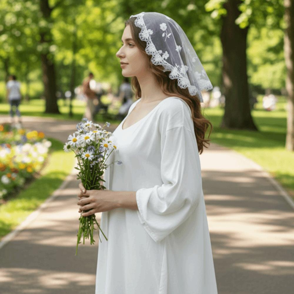 Thin Flower Embroidery Headscarf Breathable Women Lace Bandana Lace Scarf Veil Headbands Summer