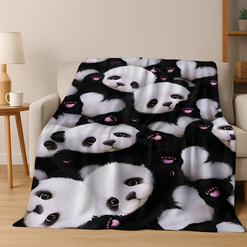 3D Cute Forest Panda Animal Cartoon Flannel Blanket Soft Warm Blanket for Bedroom Living Room Bed Office Travel Camping Picnic