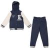 Hooded Bomber Set White Sleeves Navy Blue Jogging Child