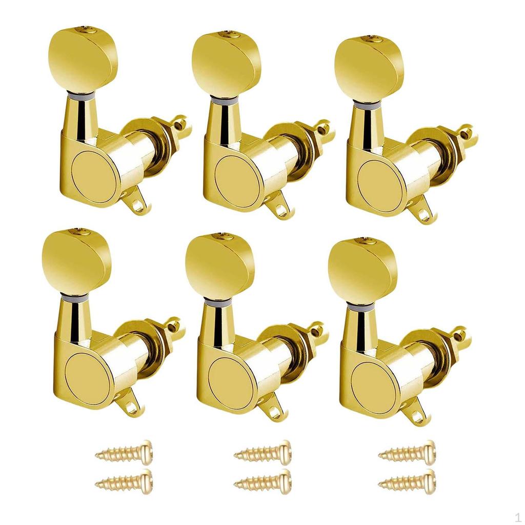 6 Pieces Guitar Tuning Pegs Knobs with Mounting Screws Gear Ratio 1:14 Sealed Tuners