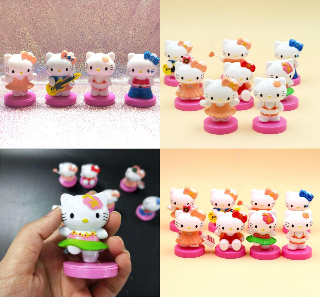 Очаровательный набор из восьми миниатюрных кукольных домиков Hello Kitty. Идеально подходит для тортов и садов