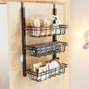 Storage Rack Organizer with Adjustable Hanging Baskets Large Capacity Metal Construction Easy To Install Spice Rack with Hooks