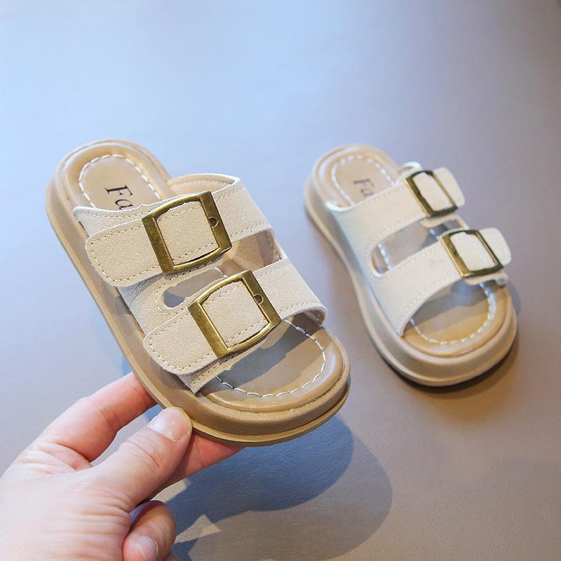 2024 Детские тапочки Летние новые тапочки для мальчиков и девочек на открытом воздухе Пляжные тапочки Модные детские повседневные тапочки с открытым носком на толстой подошве