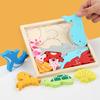 Cartoon Animal Three-dimensional Jigsaw Puzzle Children's Wooden Puzzle Early Education Hand Grasping Board Fruit and Vegetable Transportation Toy