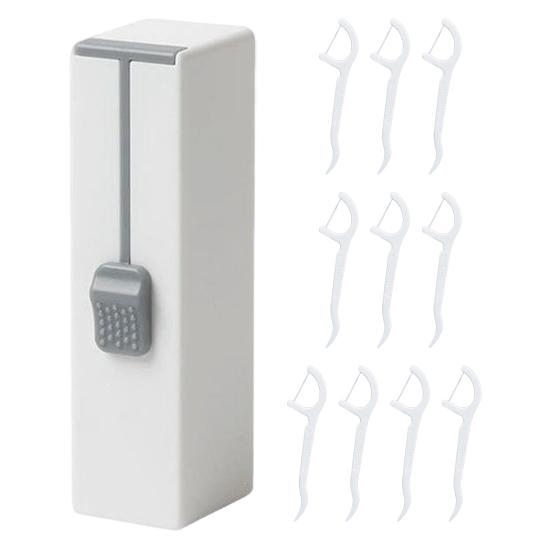 Dental Floss Picks Dispenser Automatic Sliding Button Flosser Storage Box Container Case Portable Travel Pocket Size Floss Pick Holder
