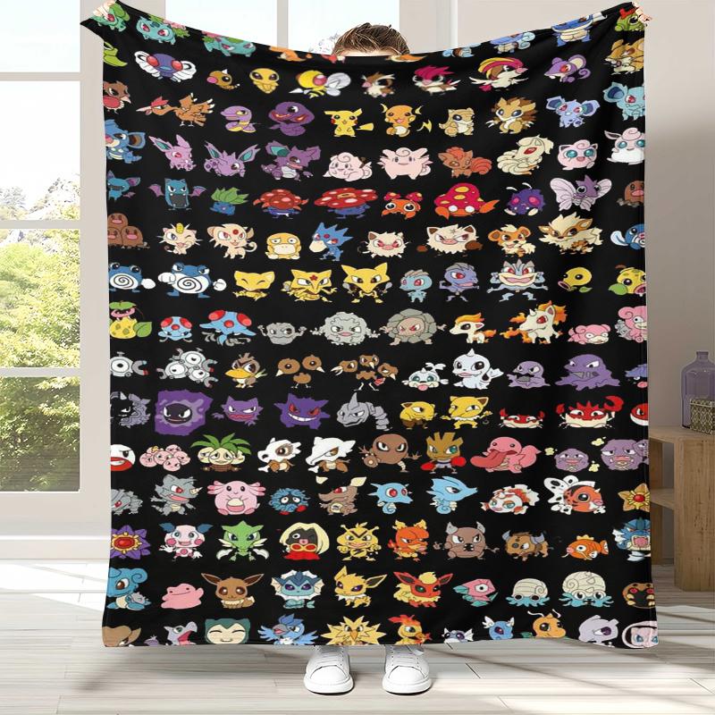 Kawaii Pokemon Pikachu Cartoon Flannel Blanket,Ultra Soft Warm Plush Throw for Home Bedroom Bed Sofa Cover Office Camping gift