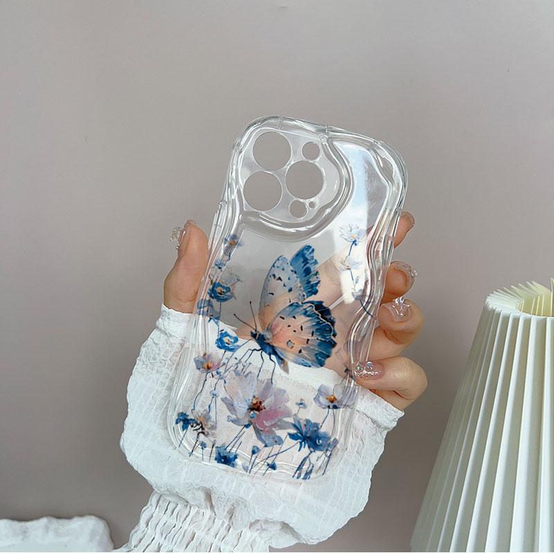 INS Retro Butterfly Phone Case For iPhone 17 16 16e 15 14 13 12 11 Pro Max Mini X XR XSMAX 8 7 6S Air Plus 3D Wave Soft TPU
