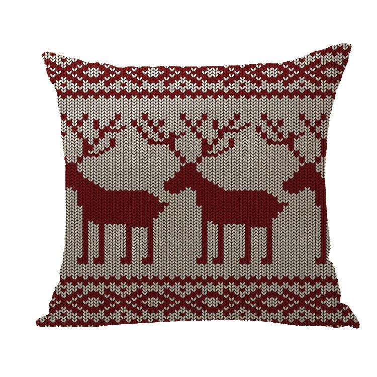 Santa Claus Pillowcase Decoration Cartoon Printing Christmas Cushion Cover Home Christmas Ornament Linen Pillowcase