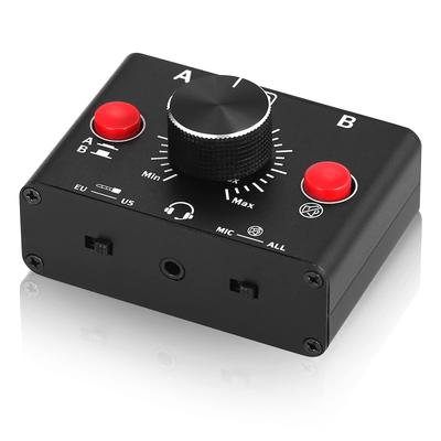 Nobsound MC1024-BOX 2-полосный аудиопереключатель с селектором A/B: Мини-управление громкостью и отключение звука одной кнопкой, 3,5 мм стерео для ПК/игровых консолей