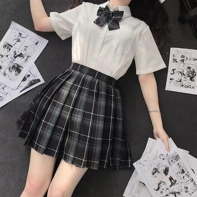 Юбка в форме юбки, плиссированная юбка, косплей, школьная форма для девочек старшей школы JK, комплект, клетчатая юбка, лента, шопинг, вечеринка, косплей, фотосессия, парк развлечений, культурный