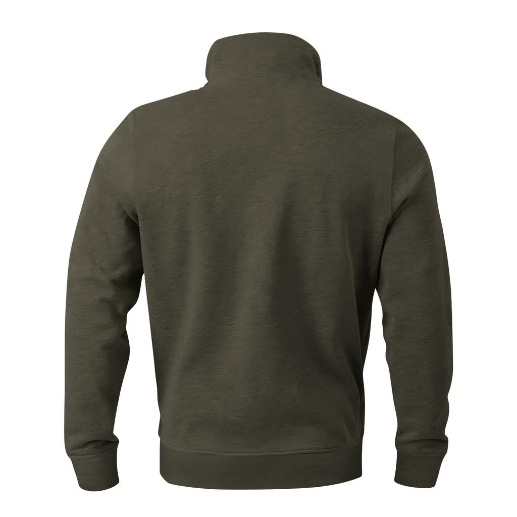 Мужской винтажный спортивный свитер с длинным рукавом и высоким воротником на молнии до половины