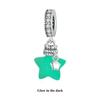 Bamoer 925 Sterling Silver Glow-in-the-dark Shell/Moon Cat/Star Wishing Bottle Pendant Luminous Ocean Charms for Bracelet