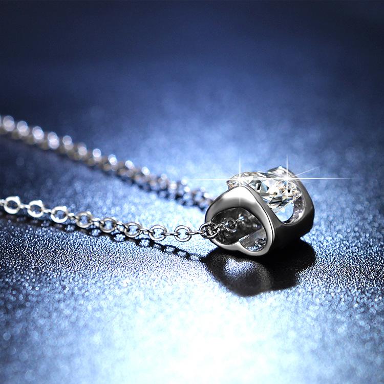 Модные аксессуары Поцелуй ангела имитация муассанита один карат ожерелье кулон ключичная цепочка