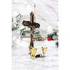 Brass Crucifix Cross Statue | Idol Jesus Christ On Cross with Candle Stand Prayer | Worship Home Office Decoration Golden Antique Finish Latest