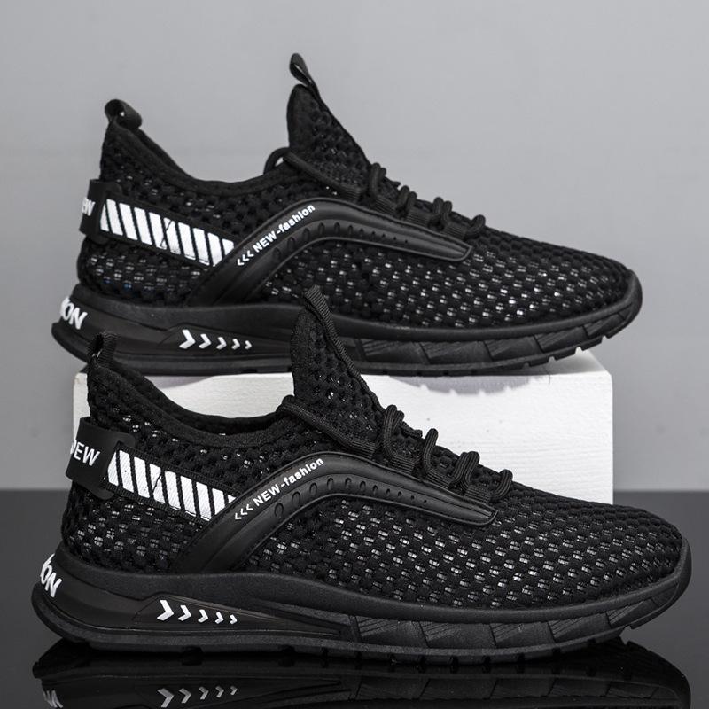 2023 New Fashion Summer Mesh Breathable 100 Mesh Hollow-out Thin Single Mesh Shoes for Men Running Light