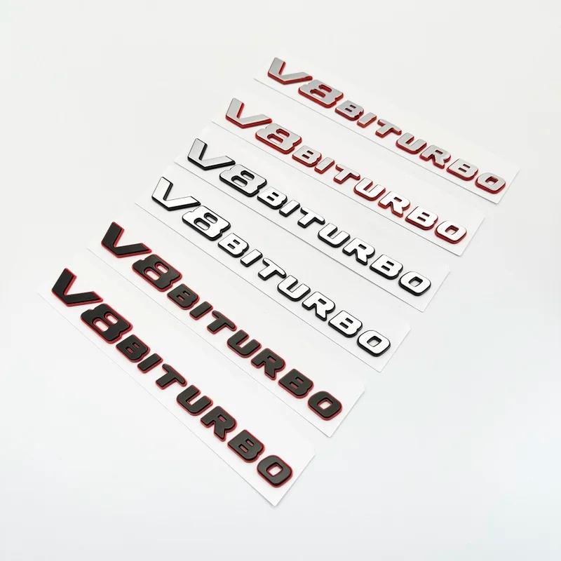 New color blocking Letter V8 BITURBO Emblem for Mercedes Benz AMG Car Styling Fender Logo Sticker Chrome Black Red Accessories qq1