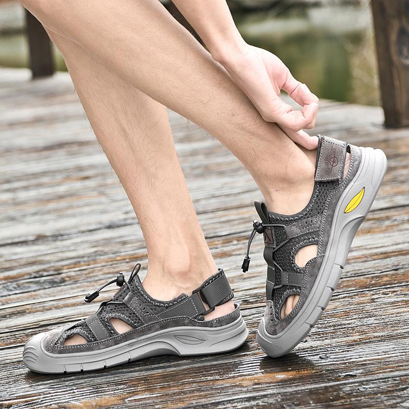 Летние мокасины, дышащие мужские сандалии для отдыха на открытом воздухе, модная обувь на платформе, классические мужские повседневные сандалии на плоской подошве для гор