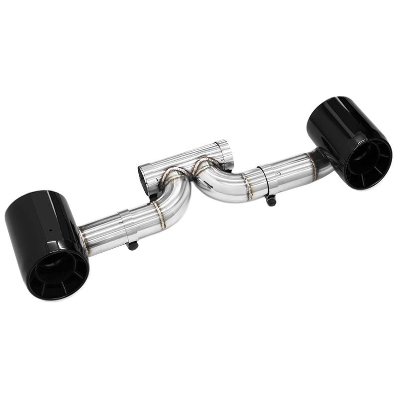 Porsche 718 GT4 Upgrade: Stainless Steel Dual Exhaust with Muffler & Black Tailpipe Tips