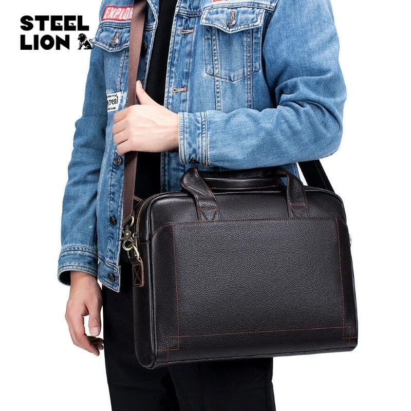 Мужской деловой портфель из высококачественной кожи - профессиональная сумка для ноутбука с несколькими отделениями, прочная офисная сумка-тоут