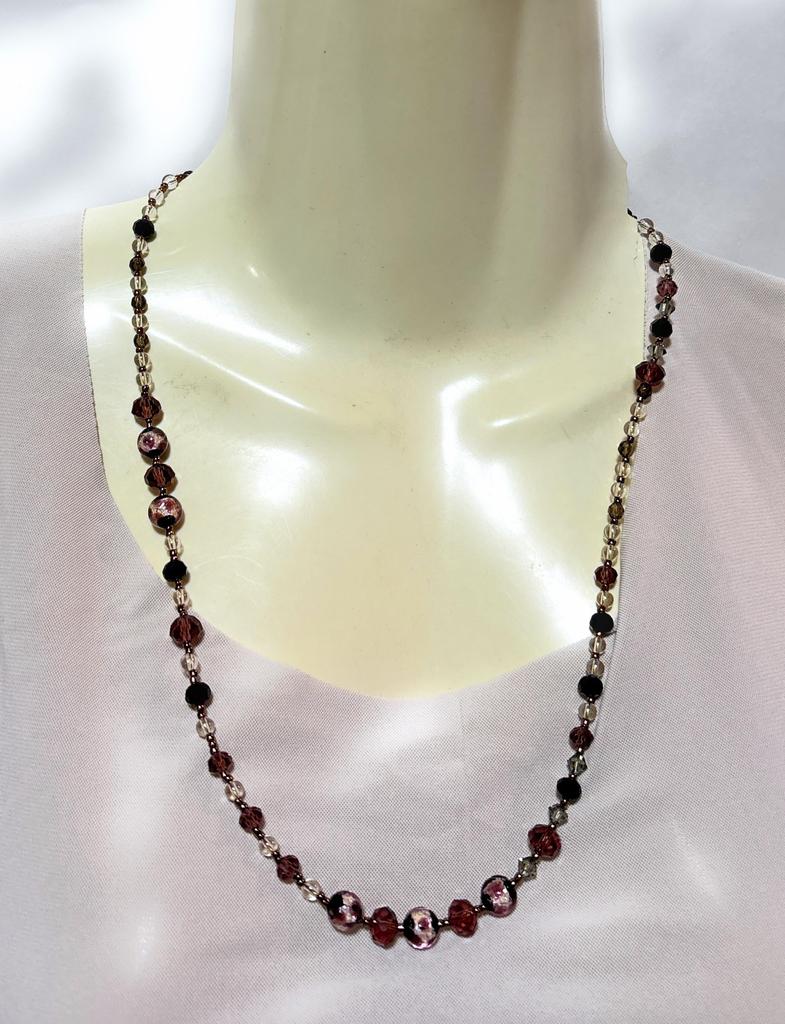 Ожерелье из натурального камня Светится в темноте Бокал светлячка Аура шампанского Бусины из дымчатого кварца 21 г Магнитная застежка Сделано в Японии [Malline Marine]